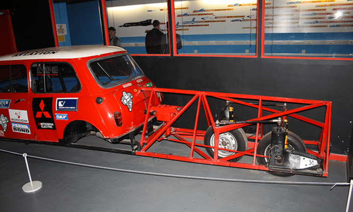 The Mini that served for rear-wheel steering testing.