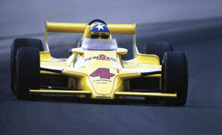 Johnny Rutherford and the Chaparral 2K.