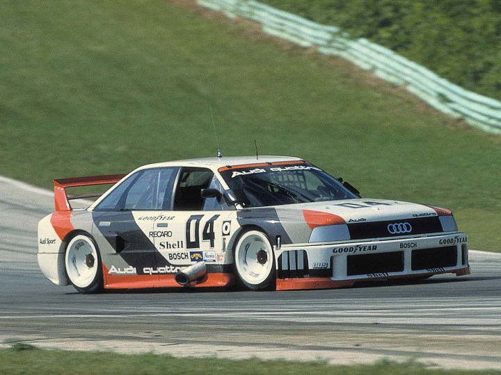 The 1989 Audi IMSA GTO at speed.